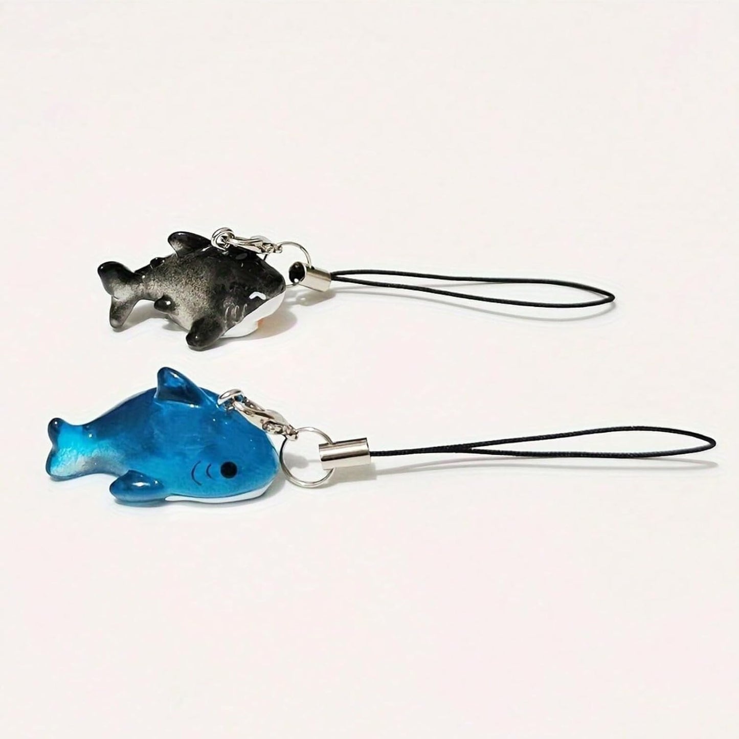 2Pcs Shark Phone Charms, Whale Shark Keychain, Blue Ocean Phone Charms for Bag Keychain Camera Decor