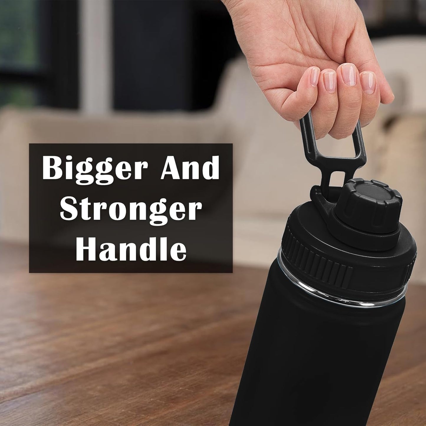 Spout Lid for Hydro Flask Wide Mouth Sport Water Bottles,2 Pack Replacement Lids for Most 12,14,16,18,20,22,32,40,64Oz Wide Mouth Water Bottles with Handle Easy to Carry (Black2)
