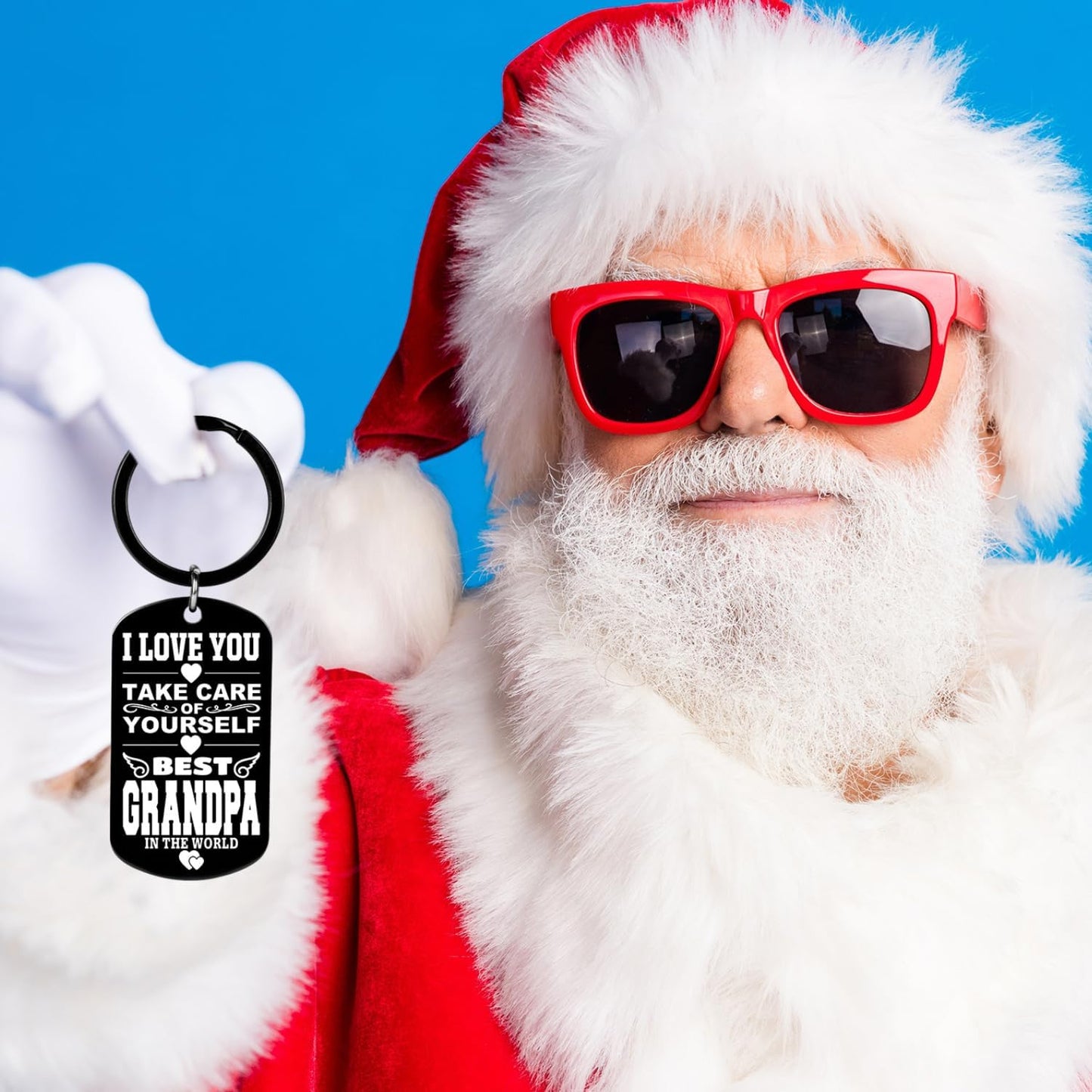 Grandpa Gifts for Fathers Day - Novelty Men Accessories Keychains - Best Grandpa in the World, 2026 Grandfather Papa Christmas Xmas Stocking Stuffers White Elephant Gift, Grandfather Gift