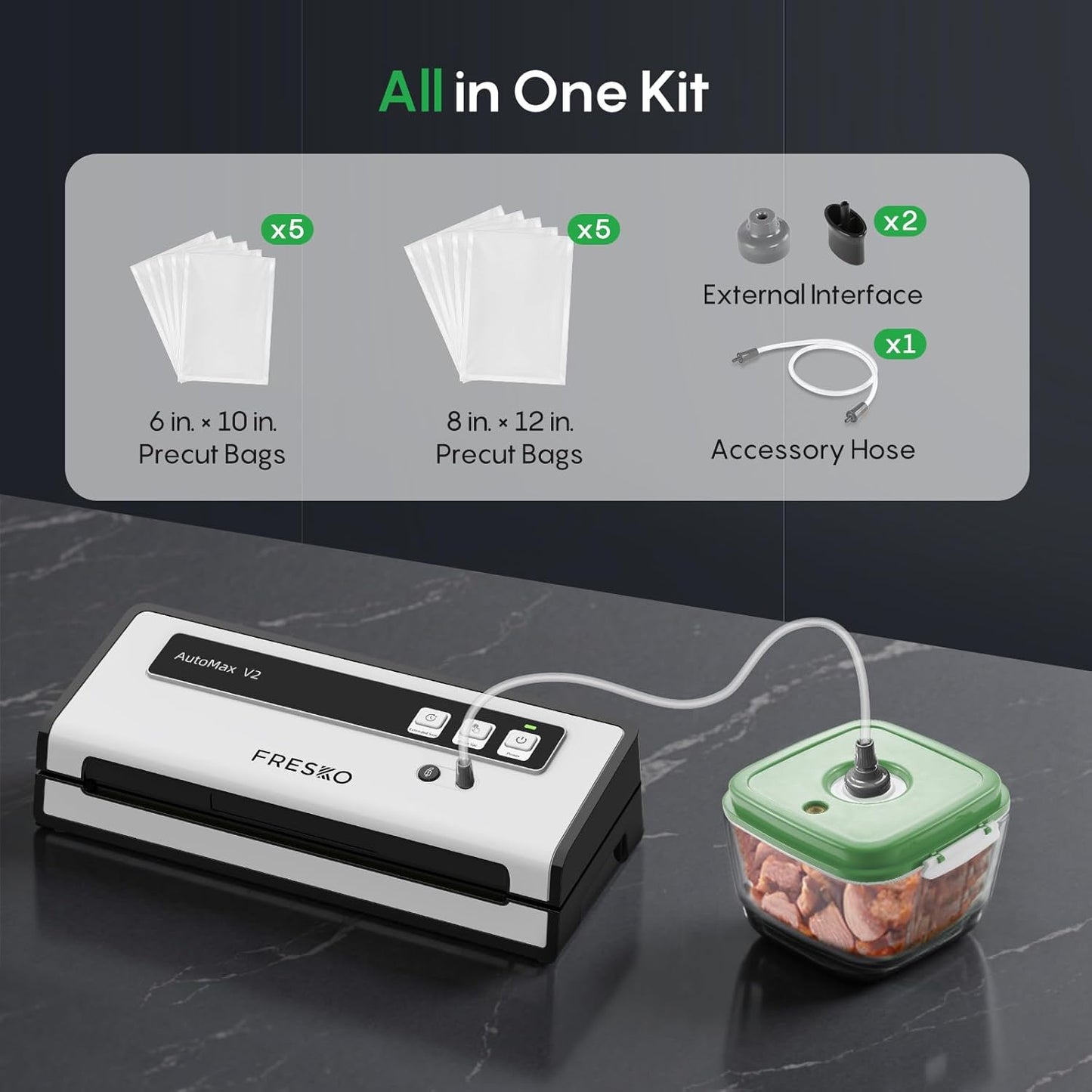 Vacuum Sealer Machine with Automatic Bag Detection, Double Heat Seal, Compact Food Sealer, Easy to Use, Starter Kit