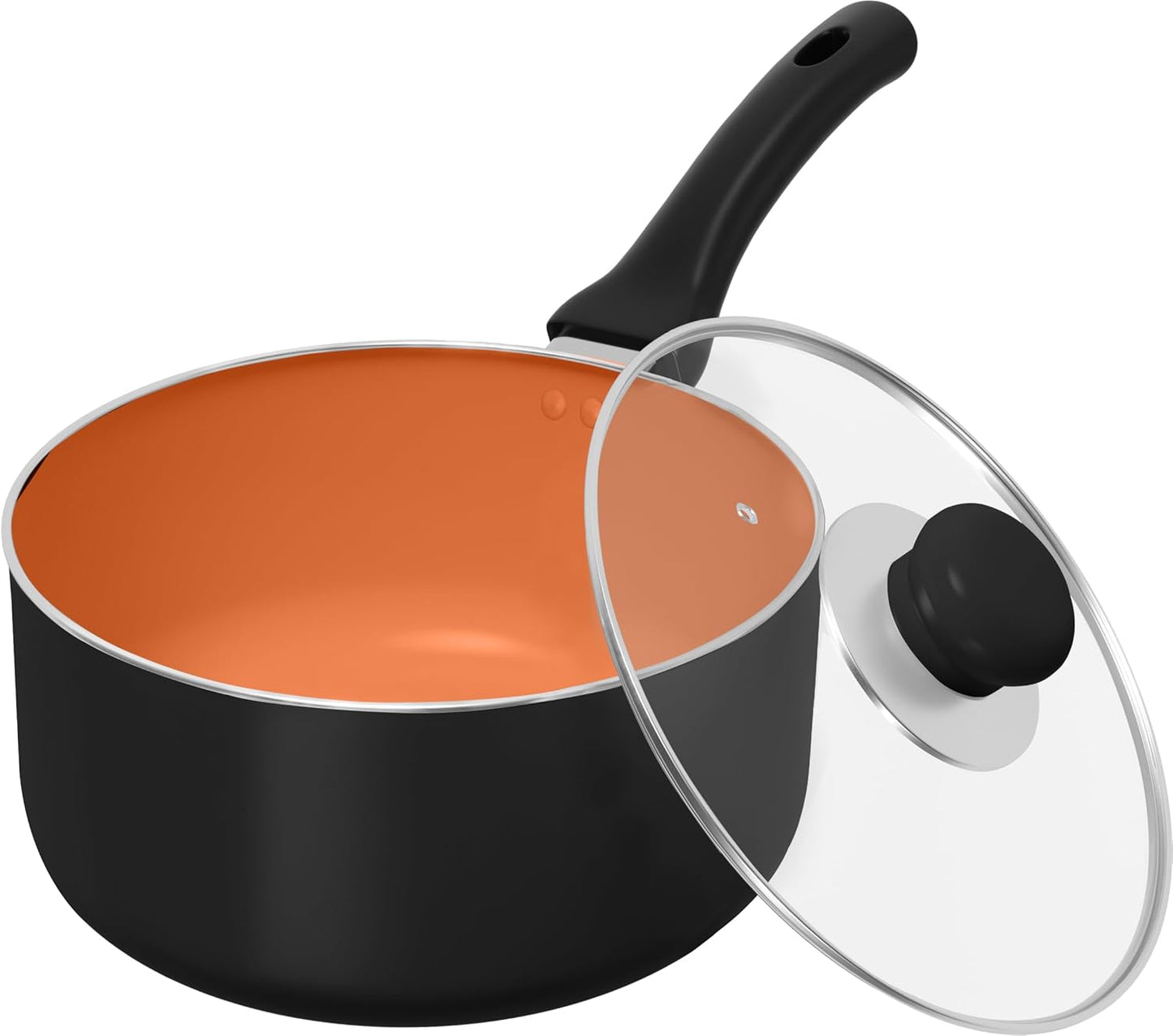 Detachable Handle Nonstick Saucepan with Glass Lid, Multipurpose Use for Home, Kitchen or Restaurant (Copper)