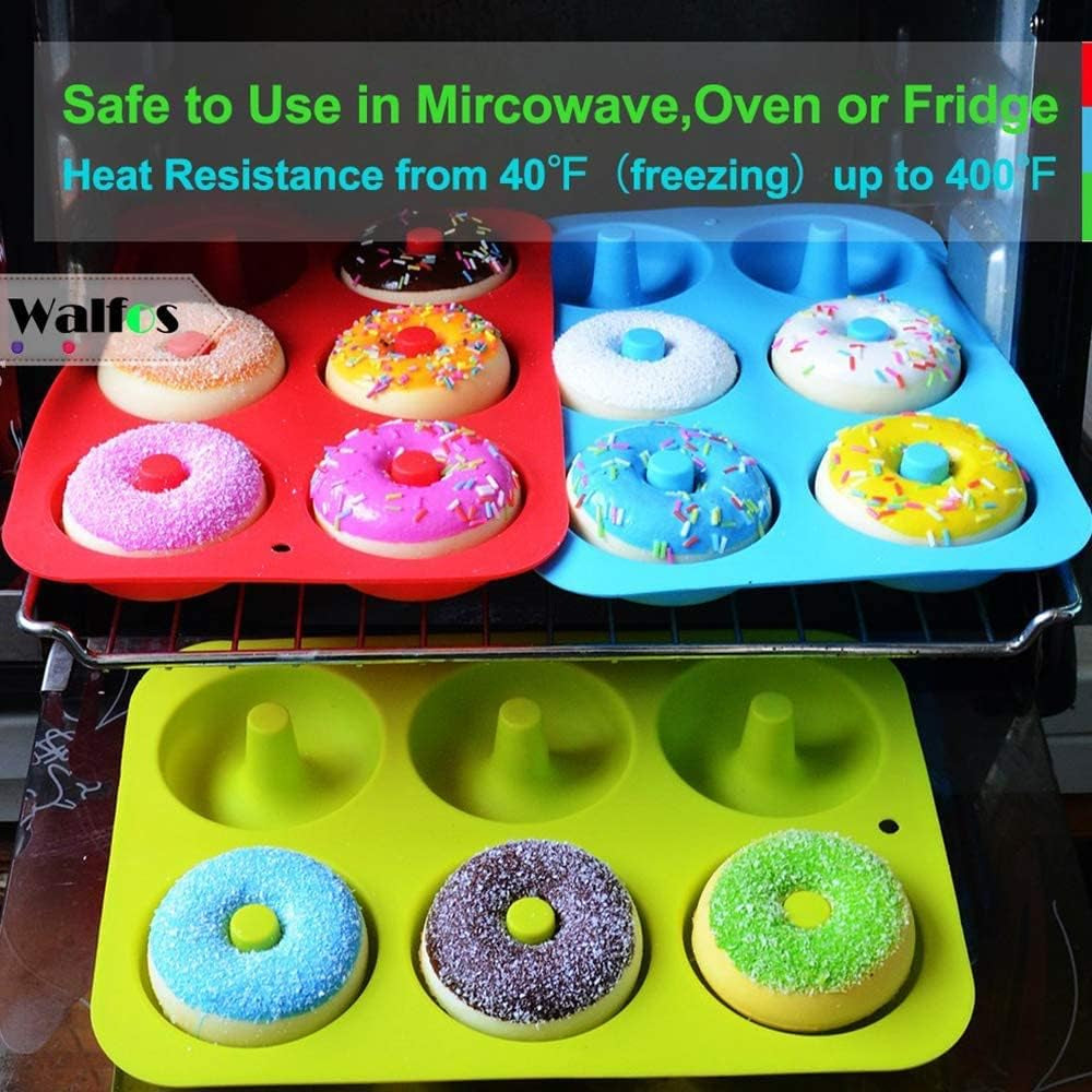 Silicone Donut Mold - Non-Stick Silicone Doughnut Pan Set, Just Pop Out! Heat Resistant, Make Perfect Donut Cake Biscuit Bagels, BPA FREE and Dishwasher Safe, Set of 2
