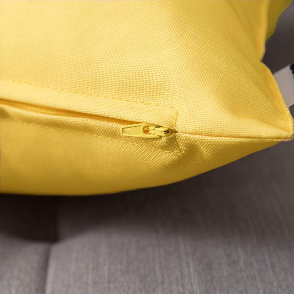 Pack of 2 Decorative Outdoor Waterproof Pillow Covers Square Garden Cushion Sham Throw Pillowcase Shell for Patio Tent Couch 18X18 Inch Yellow
