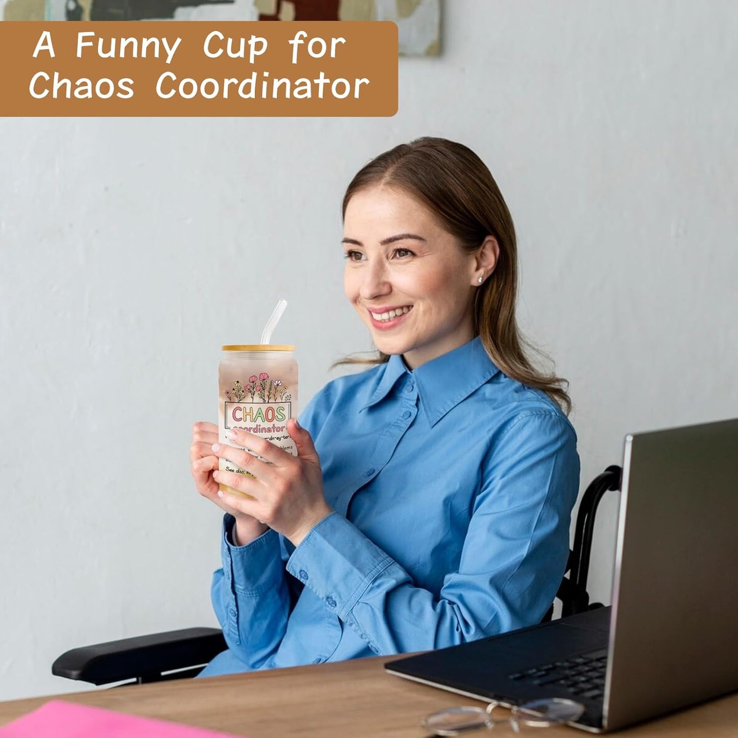 Thank You Gifts for Chaos Coordinator, Boss Lady Gifts for Women, Teacher Appreciation Gifts, Inspiration Work Gifts for Coworkers, Employees, Manager, Nurse on Birthday Christmas - 18 Oz Can Glass