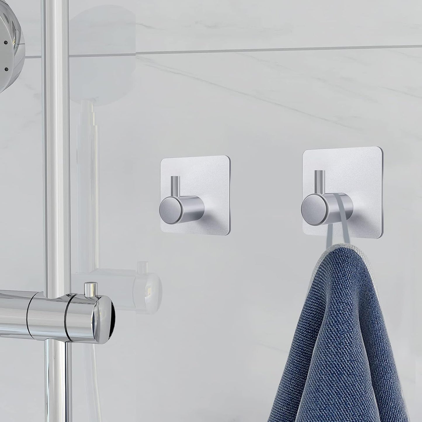 Adhesive Hooks 12 Pack, Heavy Duty Wall Hooks Aluminum Hooks for Hanging Coat, Hat, Towel, Robe, Key, Clothes, Towel Hook Wall Mount for Home, Office, Kitchen, Bathroom(Silver)