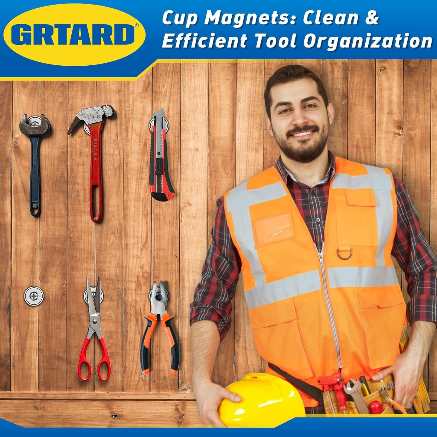 4 Pack Neodymium Cup Magnets, 30LBS Holding Force Strong Rare Earth Magnets with Heavy Duty Countersunk Hole and Stainless Screws for Refrigerator, Tool Room, Science, Craft, Office and Garage