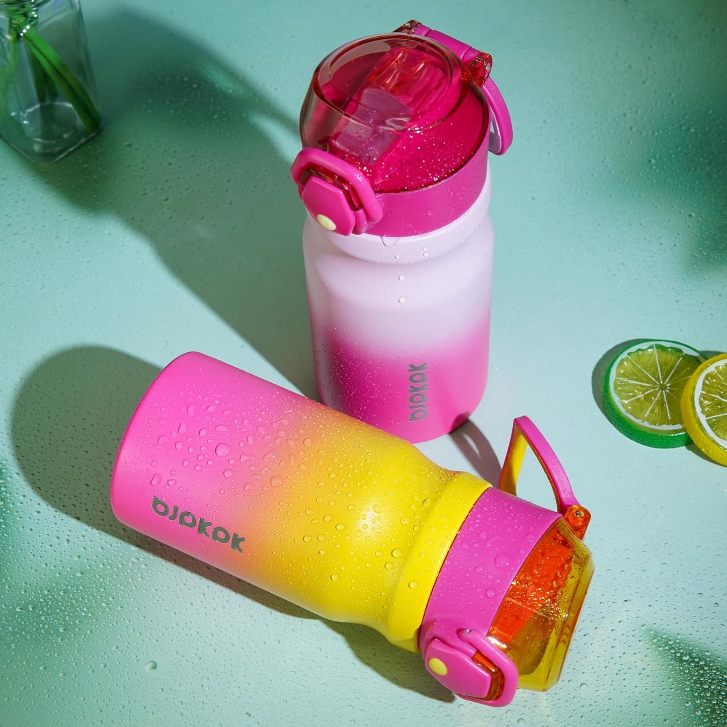 Stainless Steel Insulated Water Bottle with Straw Lid 14Oz Reusable Metal Thermo Bottles Keep Cold and Hot,Dawn