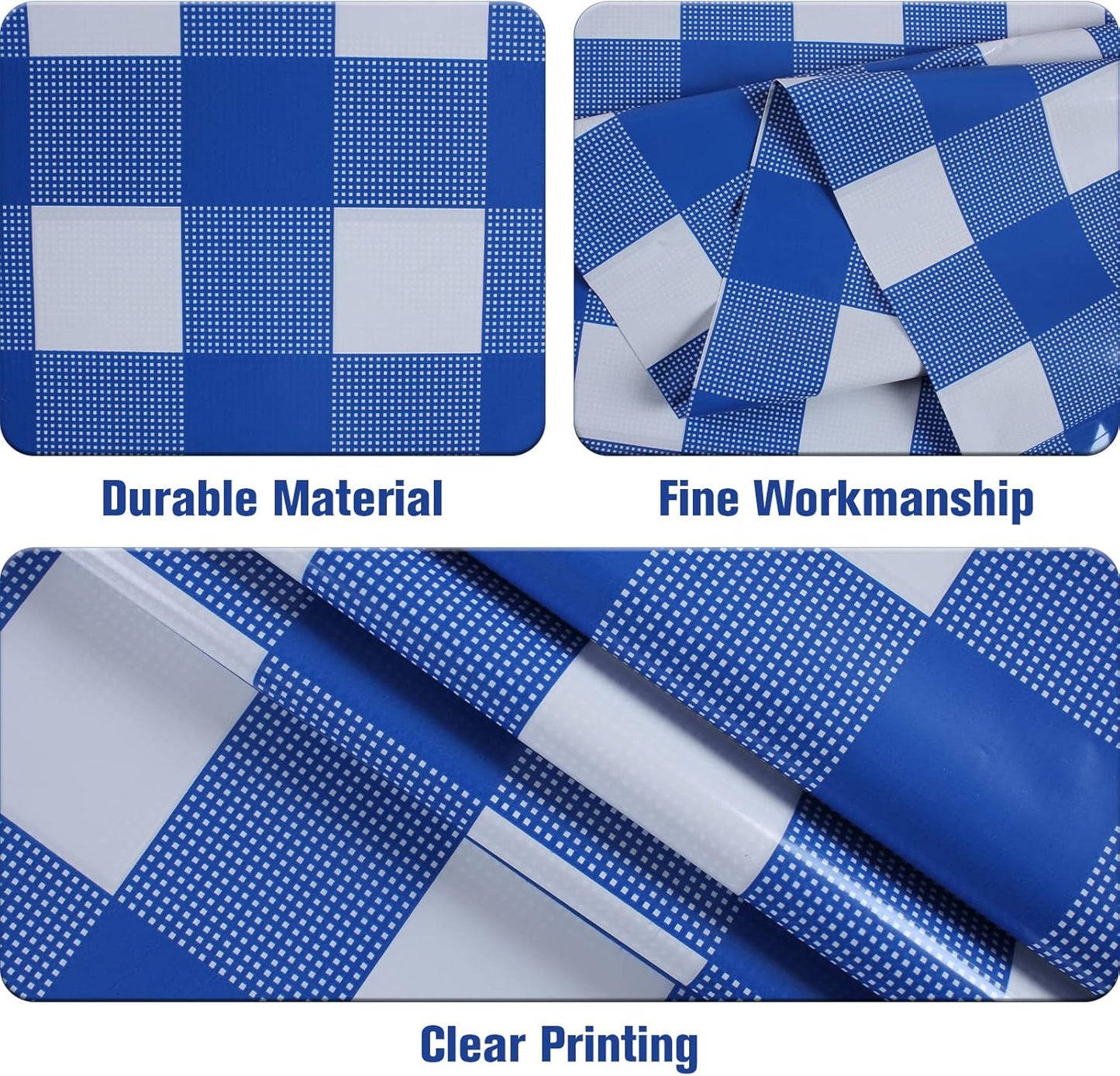 3 Packs White and Blue Gingham Table Cloths 54 X 108 Inches Disposable Plastic Checkered Tablecloths Waterproof Rectangle Picnic Party Tablecovers for Birthday Party Dining Table Kitchens