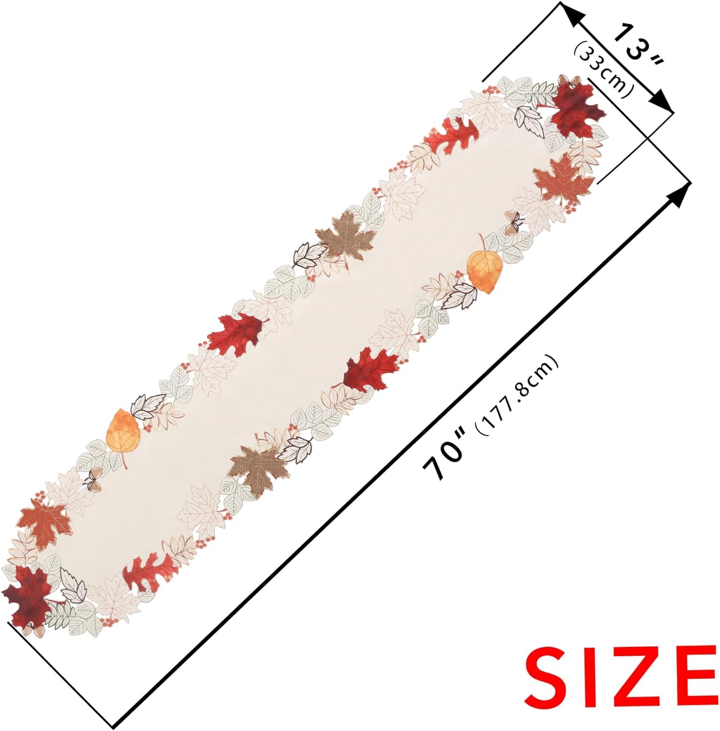 Linen Textured Fall Halloween Table Runner 70 Inches Long, Cutwork Applique Embroidered Dresser Scarf for Home Dining Holiday Autumn Halloween Thanksgiving Decor, 13 X 70 Inch