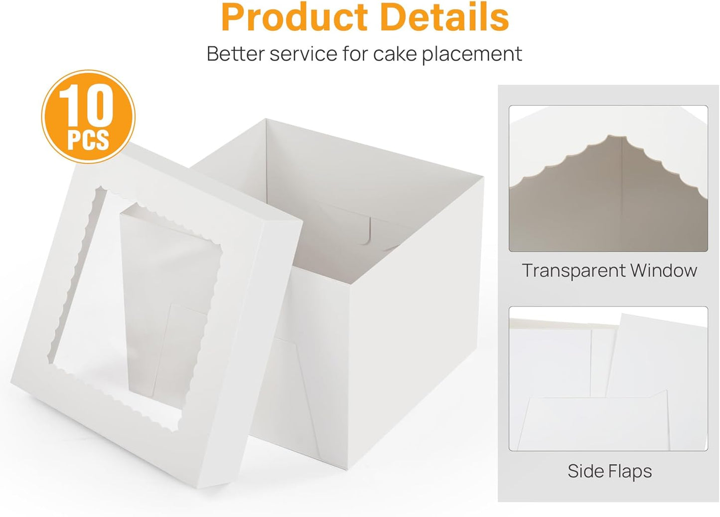5Pcs Cake Boxes, 12X12X8 Inches Tall Cake Box with Window, White Bakery Boxes, Large Baking Boxes, Square Cardboard Cake Box for Multi-Layer Cakes, Cake Decorating Supplies for Gift Giving