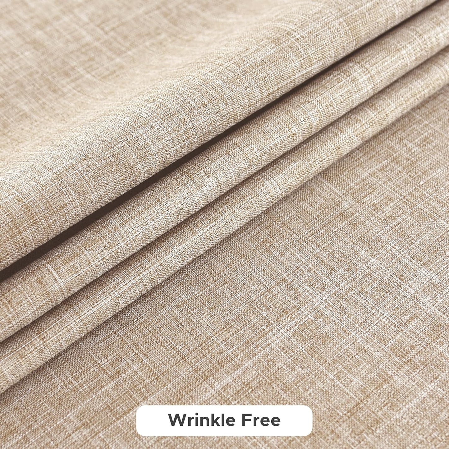 Faux Linen Rectangle Tablecloths - Water and Stain Resistant Farmhouse Style, Washable Burlap Texture, 2-Pack (52x70 Inches, Beige)