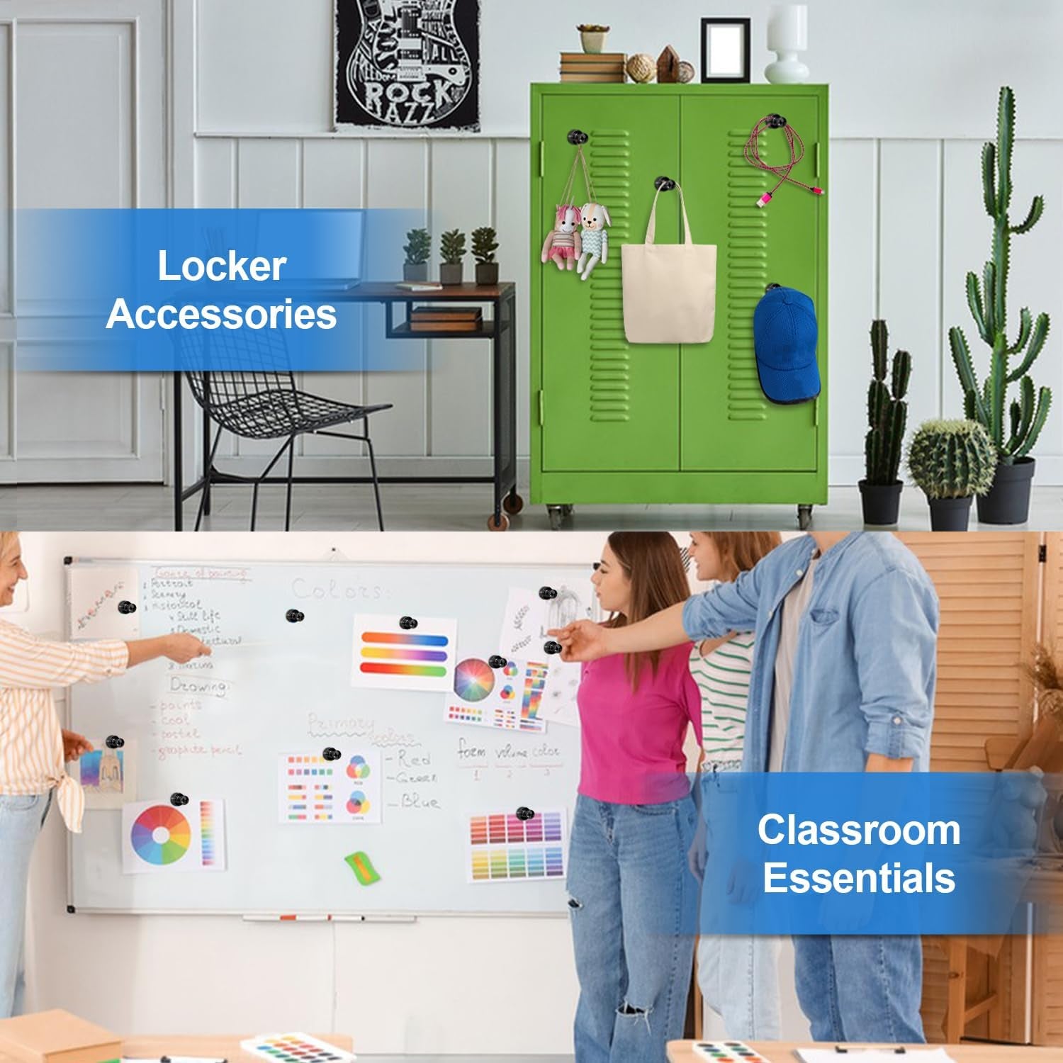 Fridge Magnets 12Pcs Refrigerator Whiteboard Small Strong Magnet Classroom Kitchen Accessories Decorative Locker Set Decor Must Haves Office Calendar Refrigerador Magnetic Cute Crafts Black