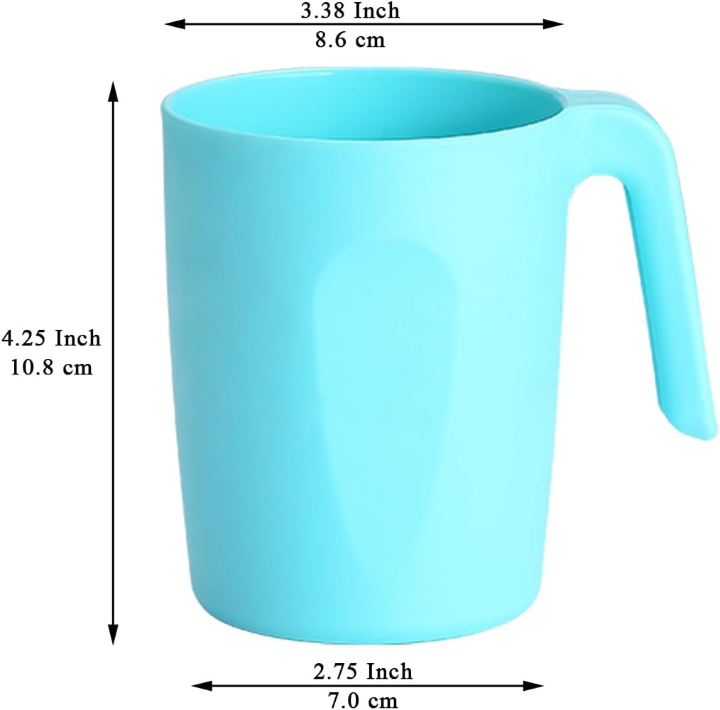 TF Blue Plastic Coffee Mug Set of 8, 15oz Reusable Cups with Handles, Ideal for Home, Garden, Picnic, Camping, and Outdoor Use