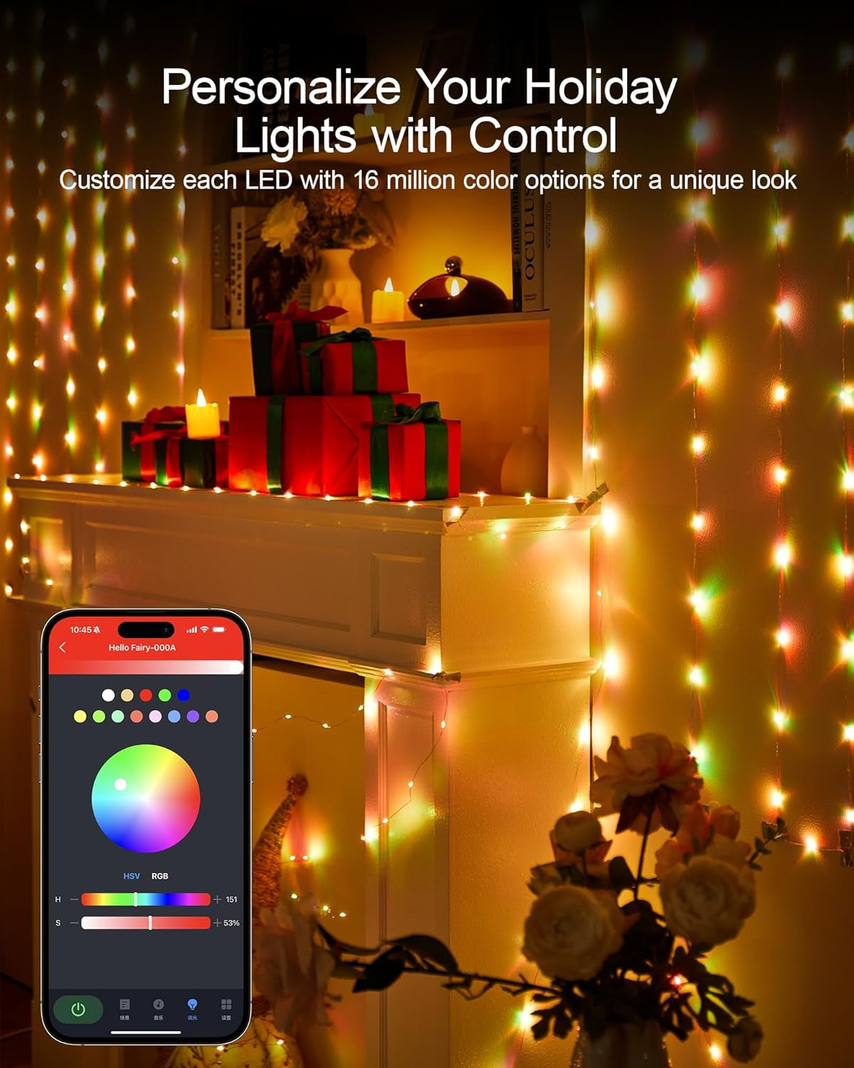 Fairy Lights 32.8 Ft USB Powered RGB String Lights with Remote & APP Control, 8 Modes, Waterproof Copper Wire LED Twinkle Lights, Timer Function, Ideal for Christmas, Weddings, and Parties