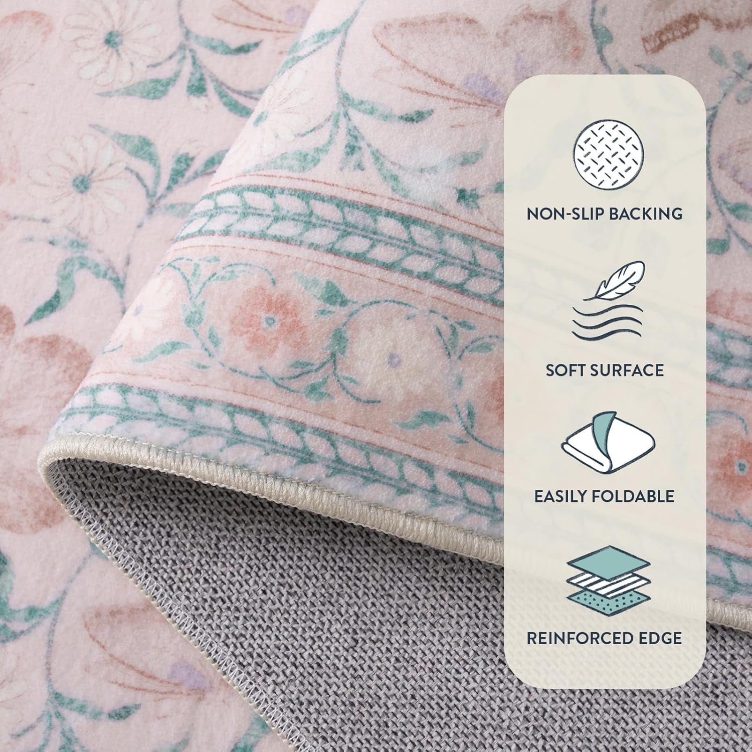 8X10 Butterfly Pink Area Rug for Living Room, Soft Boho Kids Rugs for Bedroom Classroom Rubber Backed, Thin Stain Resistant Floral Large Carpet Non Shedding for Playroom