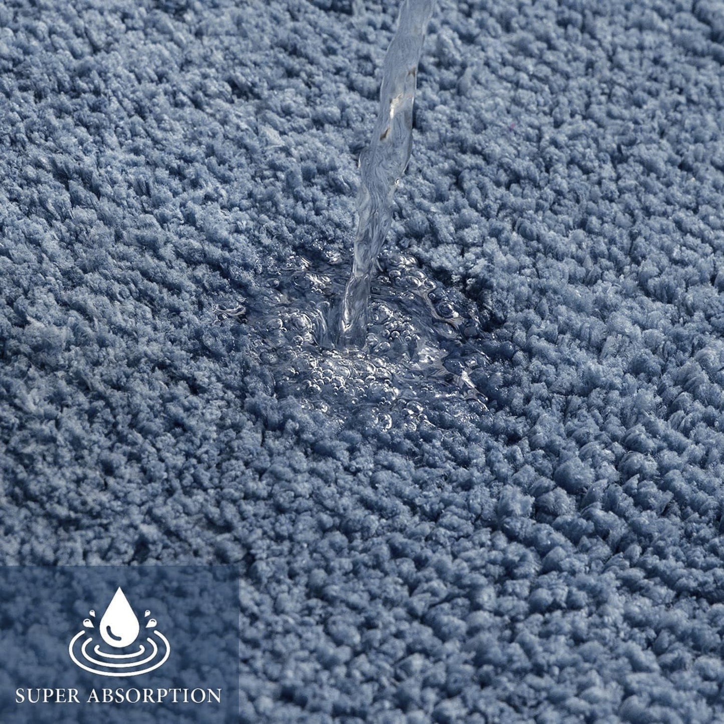 Microfiber U-Shaped Contour Bath Mat - Extra Thick, Soft, Absorbent, Non-Slip Rug for Bathroom Commode - Machine Washable (20x20 Inch, Dusty Blue)