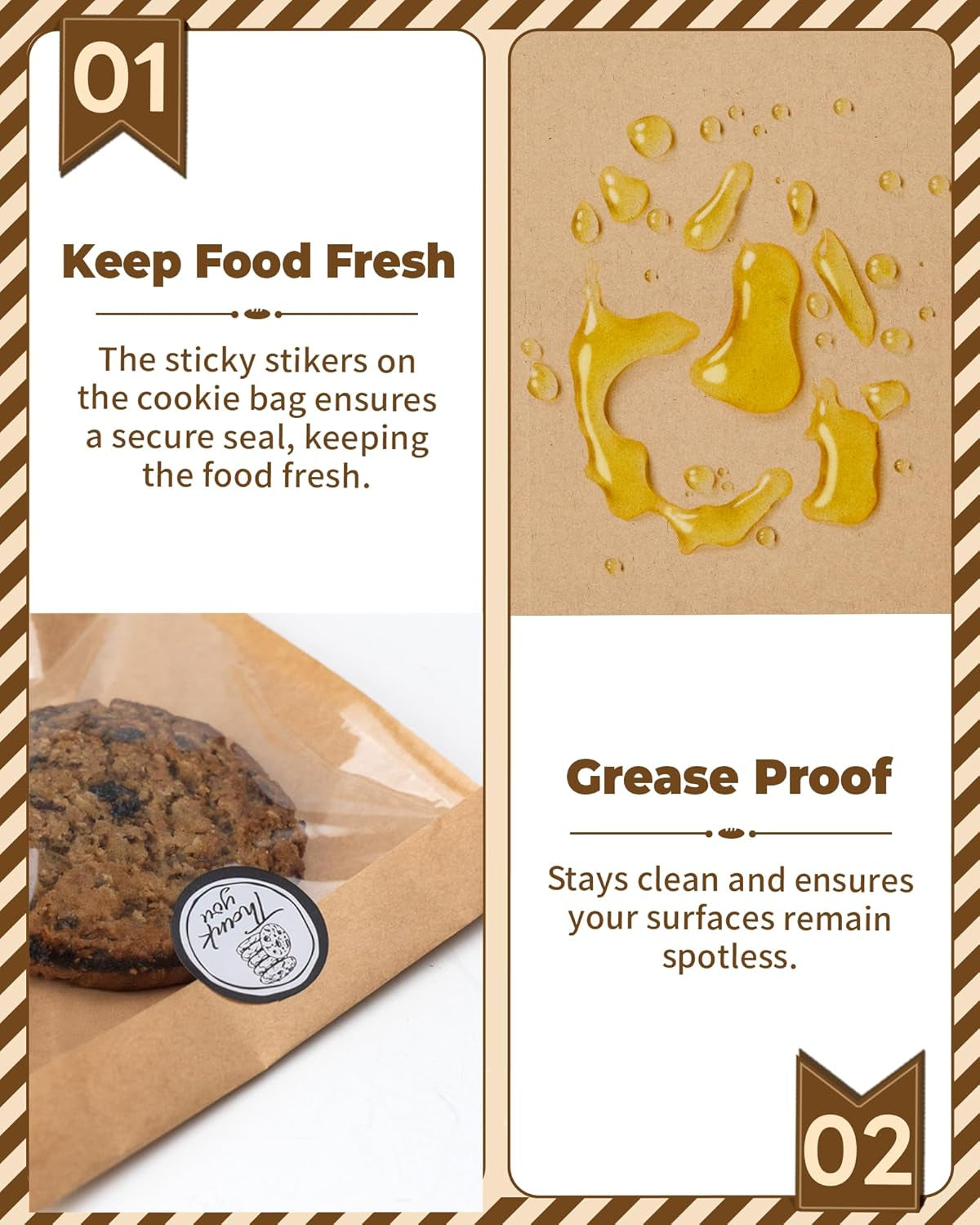 100PCS Cookie Bags with Seal, 5.7X6.5 Inch Individual Cookie Packaging Bags for Gift Giving, Heat Sealable & Grease Proof Bakery Bag with Window, Baked Goods Packaging