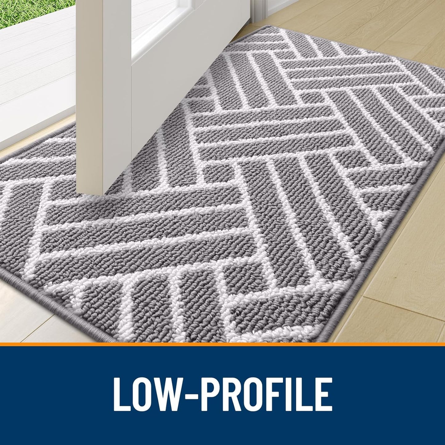 Indoor Door Mat, 32X20 Inch, Dirt Resistant and Absorbent, Non-Slip Rubber Backing Floor Mats, Easy Clean Low-Profile Doormat for Entryway, Front Door, and inside Entrance, Grey