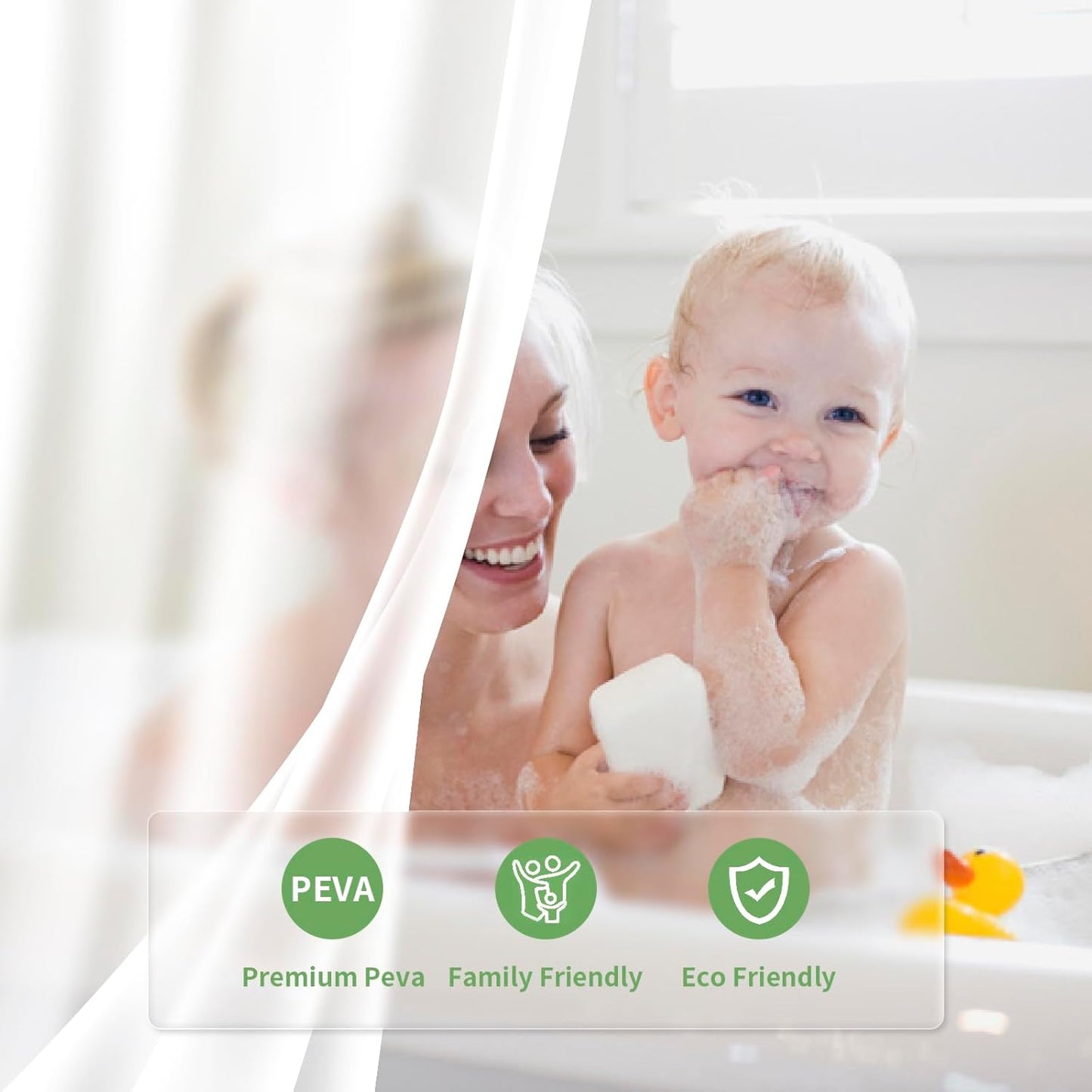 2 Pack PEVA Snap-In Shower Curtain Liner Replacement,Compatible with No Hook Shower Curtain with Snap in Liner, Removable & Water-Repellent,Machine Washable,70X64,Frost