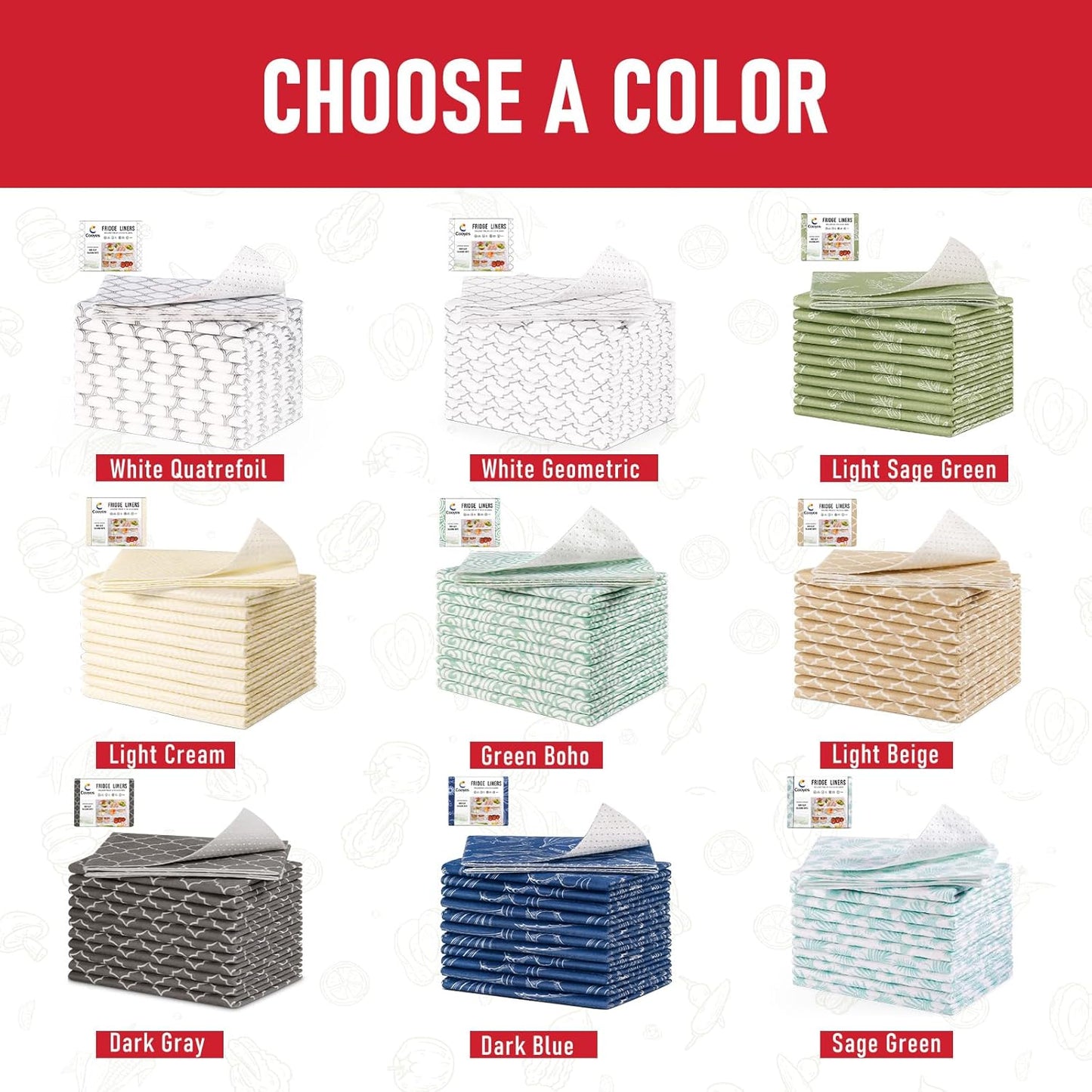 Non Slip Refrigerator Liners, 2-In-1 Fridge Mats and Fresh-Keeping Shelf Liners, Absorbs Excess Moisture, Bpa-Free, Multiple Sizes for Glass Shelves Kitchen Cabinets Drawers, 6 Pack, 12" × 24"