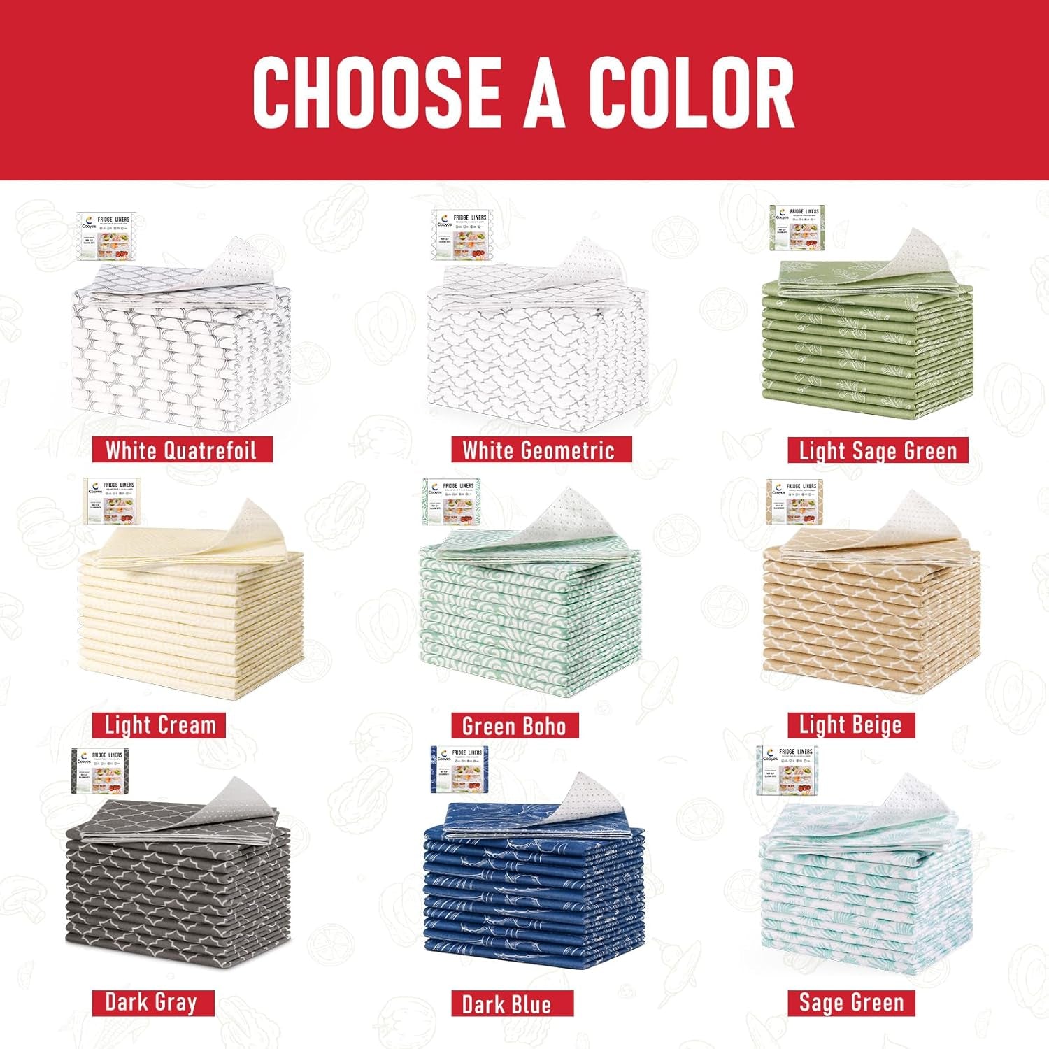 Non Slip Refrigerator Liners, 2-In-1 Fridge Mats and Fresh-Keeping Shelf Liners, Absorbs Excess Moisture, Bpa-Free, Multiple Sizes for Glass Shelves Kitchen Cabinets Drawers, 6 Pack, 12" × 24"