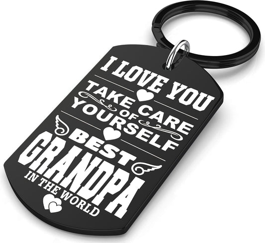 Grandpa Gifts for Fathers Day - Novelty Men Accessories Keychains - Best Grandpa in the World, 2026 Grandfather Papa Christmas Xmas Stocking Stuffers White Elephant Gift, Grandfather Gift