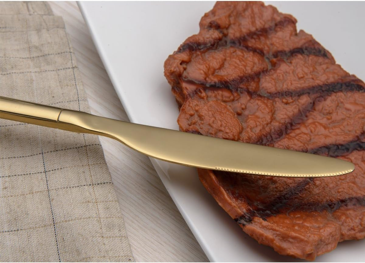 20-Piece Titanium Gold Plated Stainless Steel Flatware Set, Service for 4, Shiny Gold Finish