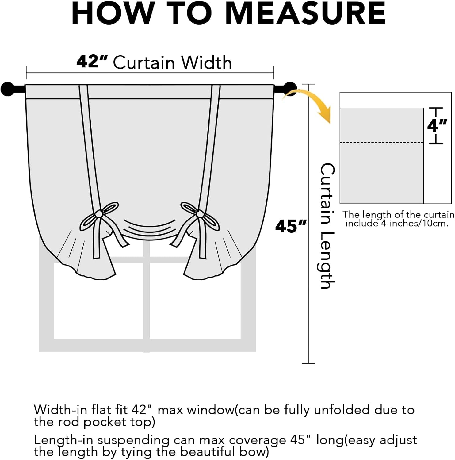 100% Blackout Tie up Curtains for Bathroom Window Thermal Insulated Small Curtains 45 Inches Long Rod Pocket Balloon Shades with Black Liner, Pumice Stone