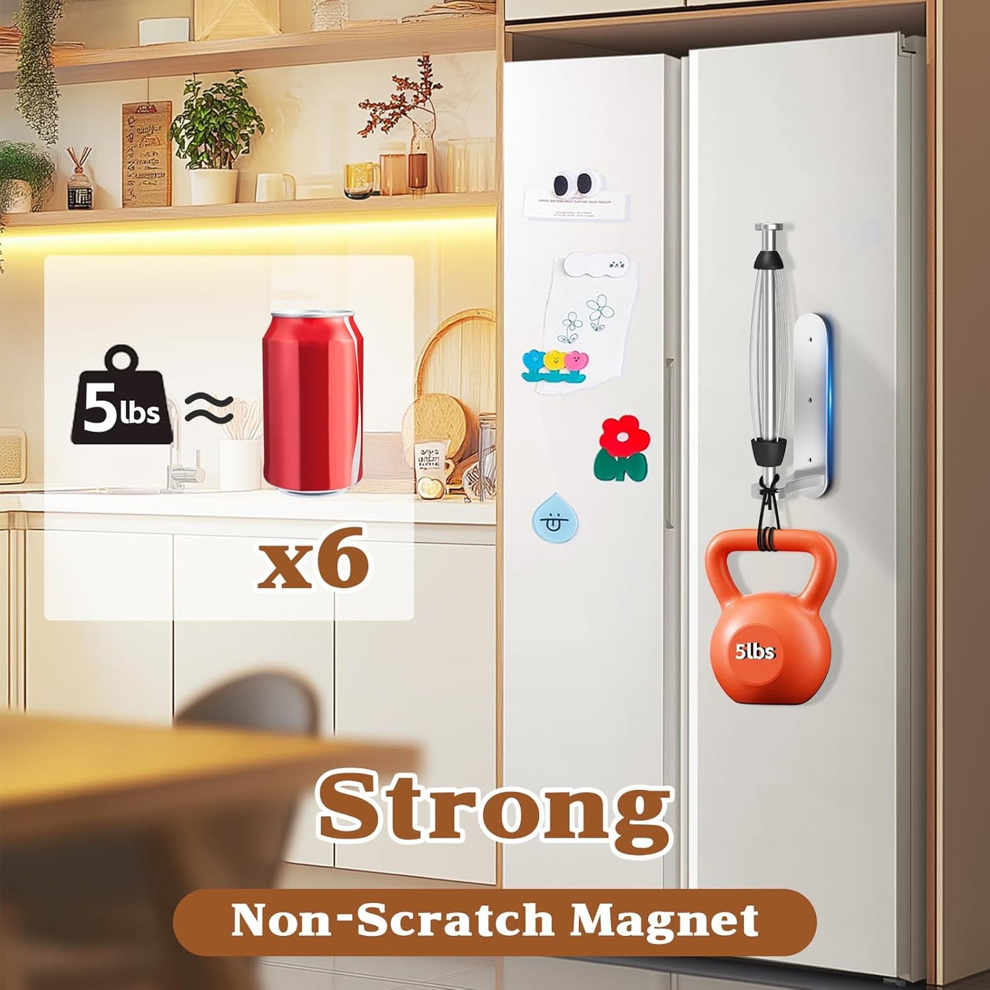 Magnetic Paper Towel Holder for Fridge - No Drill, One Hand Tear with Ratchet Mechanism, Silver, Self-Adhesive & Wall Mount for Kitchen, RV, Garage
