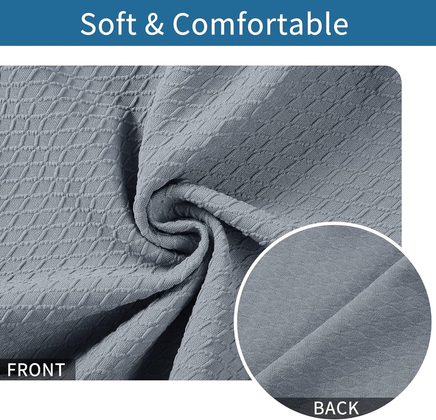 Seat Covers for Dining Room Chairs Set of 2, Stretch Jacquard Dining Chair Covers Removable Washable Slipcovers Protector, Grey