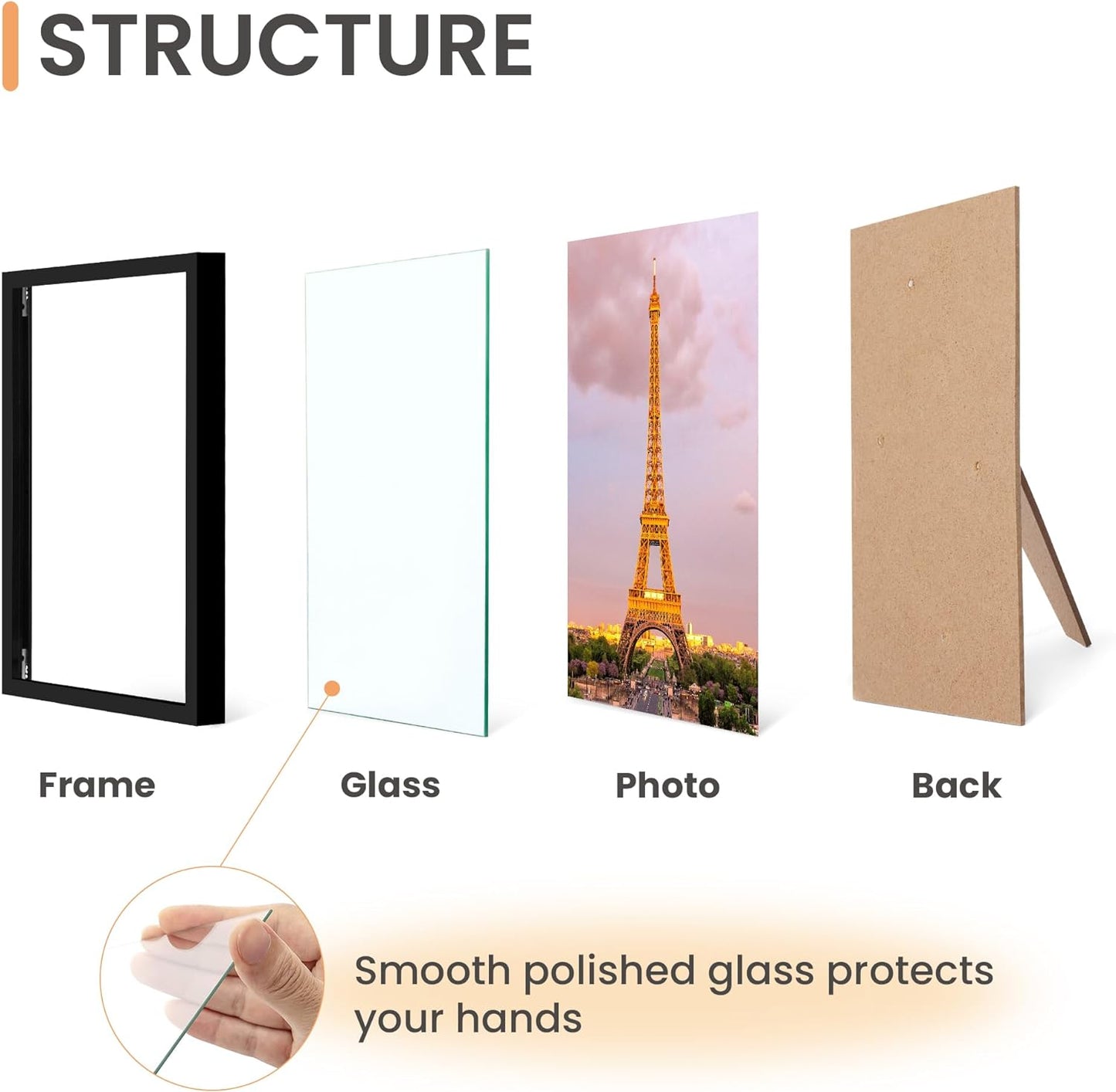 3 Pack 5X7 Picture Frame Bundle with 5X7 Brwon Frames