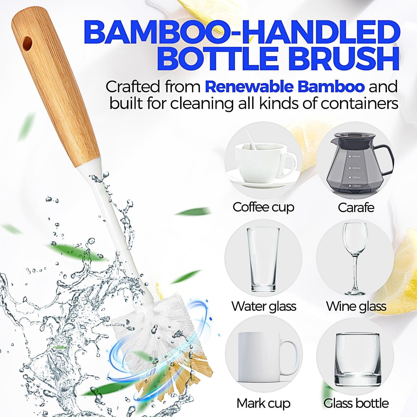 11 Pack Bottle Brush & 6 Pack Dish Brush Set for Kitchen Cleaning