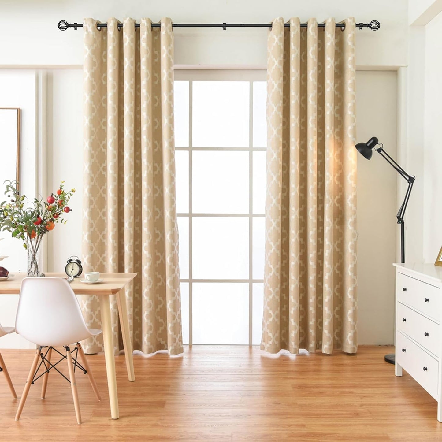 Curtain Rods for Windows 28 to 48 Inches,Black Adjustable 5/8 Inch Curtain Rod for Bedroom, Small Decorative Drapery Rods with Twisted Cage Finals