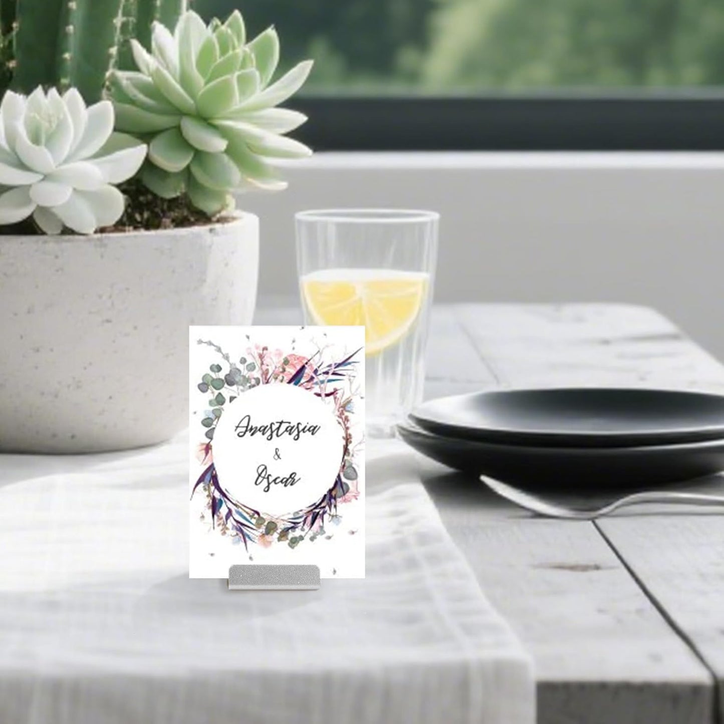 Table Card Holder Metal Place Card Holders Steel Card Holders for Photos, Food Signs, Memo Notes, Weddings, Restaurants, Birthday (Silver 16PK)