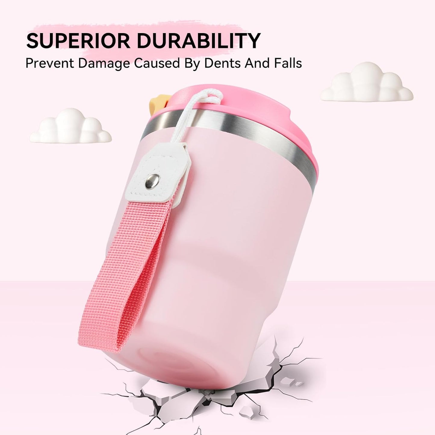 12Oz Coffee Tumbler, Stainless Steel Vacuum Travel Coffee Mug, Leak Proof Double Wall Coffee Mug with Lids for Home, Office, Outdoors, Pink