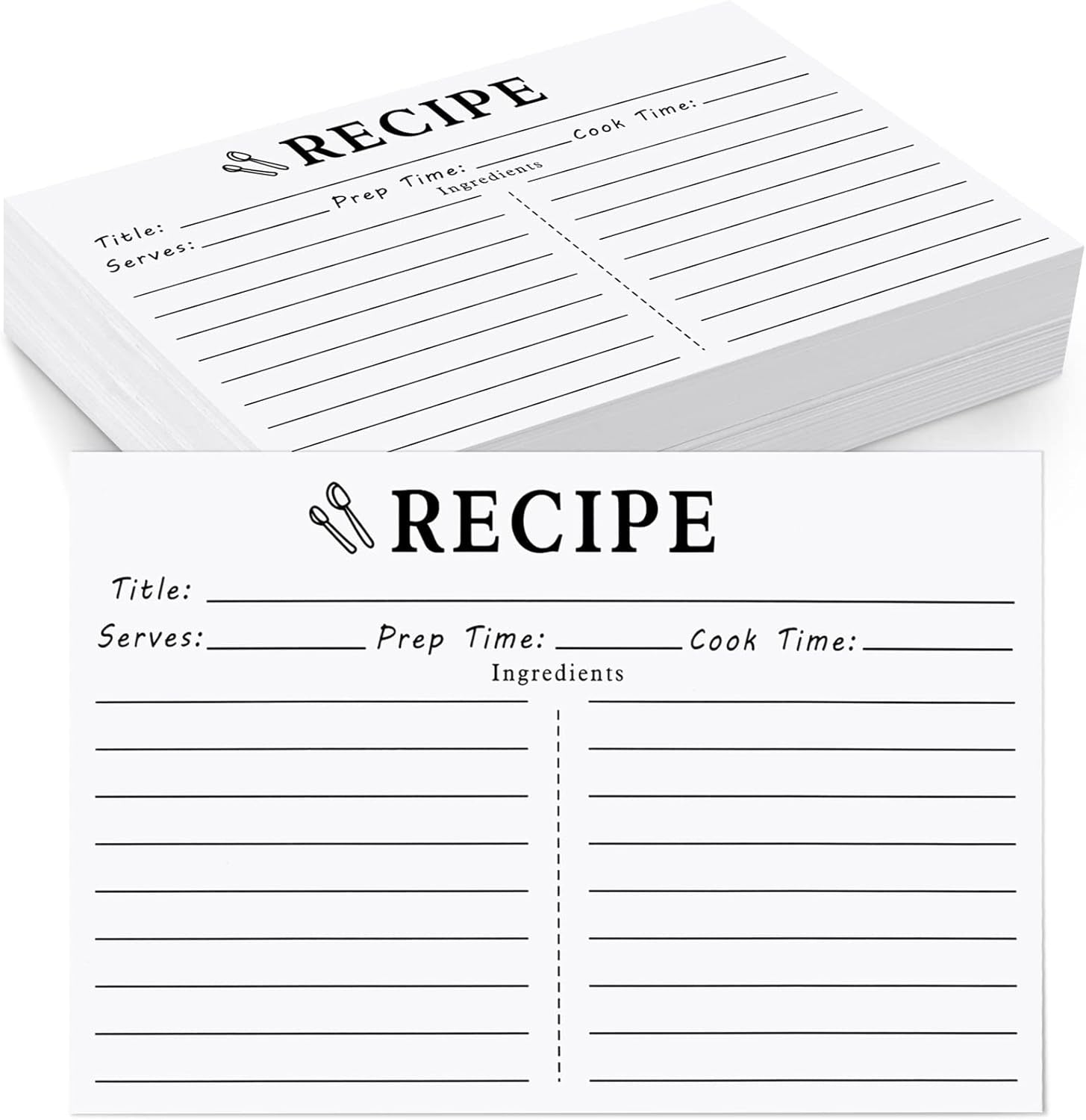 70 Count Recipe Cards 4X6 White, Double Sided, Blank for Bridal Shower and Wedding