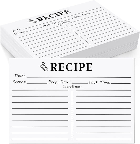 70 Count Recipe Cards 4X6 White, Double Sided, Blank for Bridal Shower and Wedding
