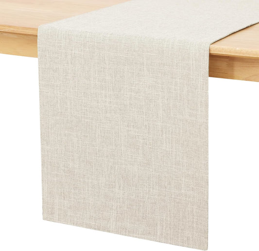 Cream Cloth Table Runner – Cotton Linen Blend Washable Farmhouse Dining Table Runner for Indoors & Outdoors, Easy to Clean, 14" X 72"