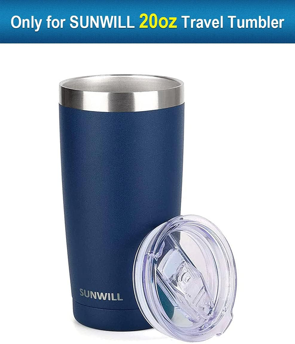 Lid 20Oz Travel Tumblers Only, Spill Proof Lid, Splash Resistant Silicone Sliding Covers Replacement 2 Pack, Straw Friendly, BPA Free