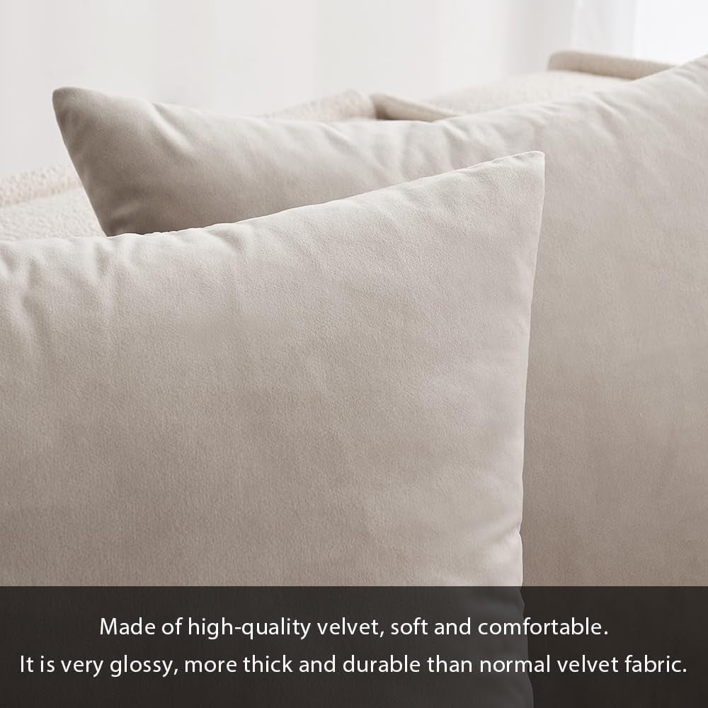 Pack of 2, Velvet Soft Solid Decorative Square Throw Pillow Covers Set Cushion Cases Pillowcases for Sofa Bedroom Car18 X 18 Inch 45 X 45 Cm Mix Pink and Grey