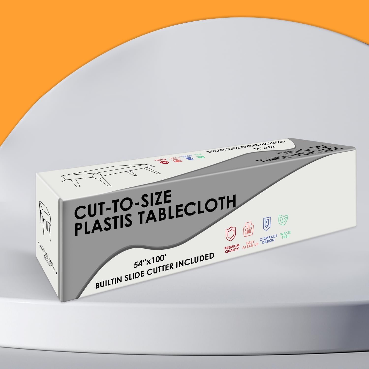 Blue Disposable Plastic Table Cloth Roll 54" X 100', Plastic Table Cover with Cutter Box, Cut to Size Disposable Tablecloth for Parties