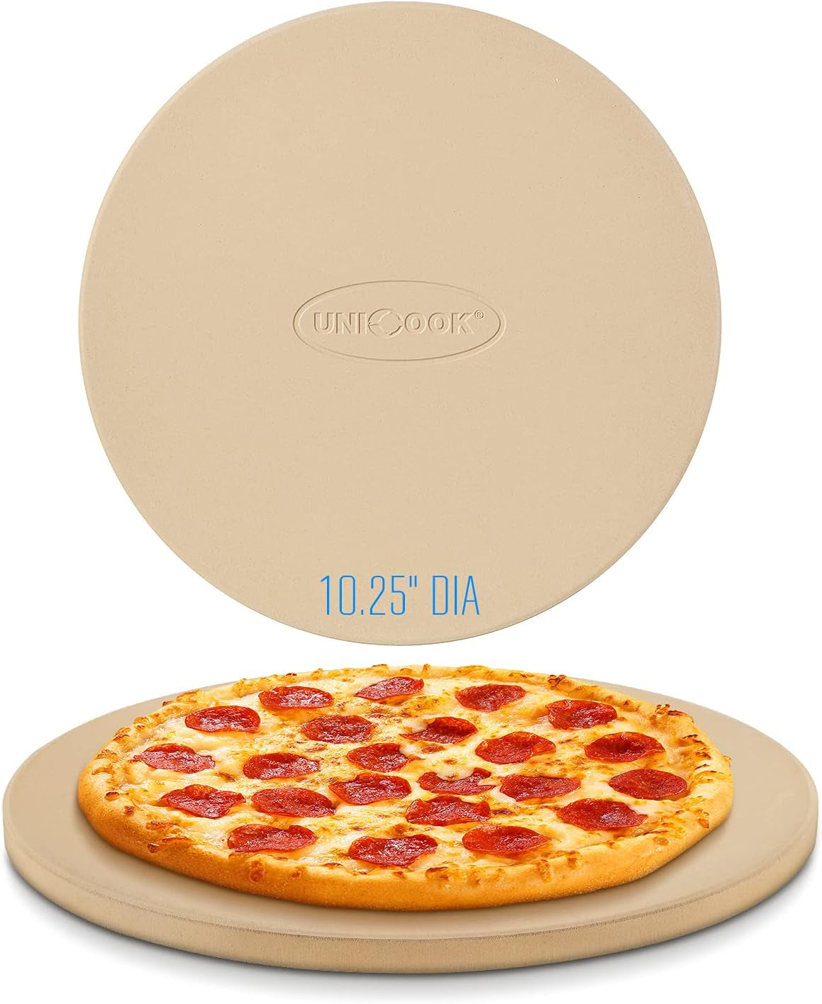 round Pizza Stone 10.25 Inch, Small Bread Baking Stone for Oven Grill, Perfect Size for Baking Crisp Crust Personal Pizza, Bread, Cookies and More