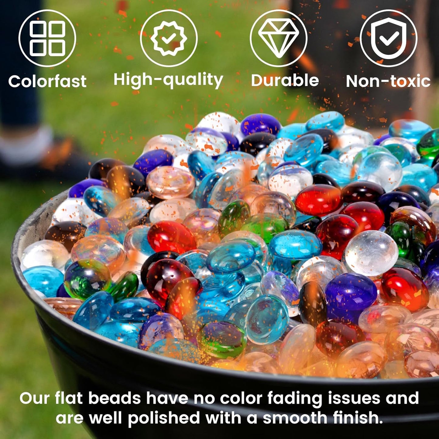 0.97 Pounds, Flat Glass Marbles, Blue Mixed Gemstone Vase Fillers Beads Decorative Glass Pebbles Floral Fish Tank Rocks for Vases Table Scatter Aquarium Decor