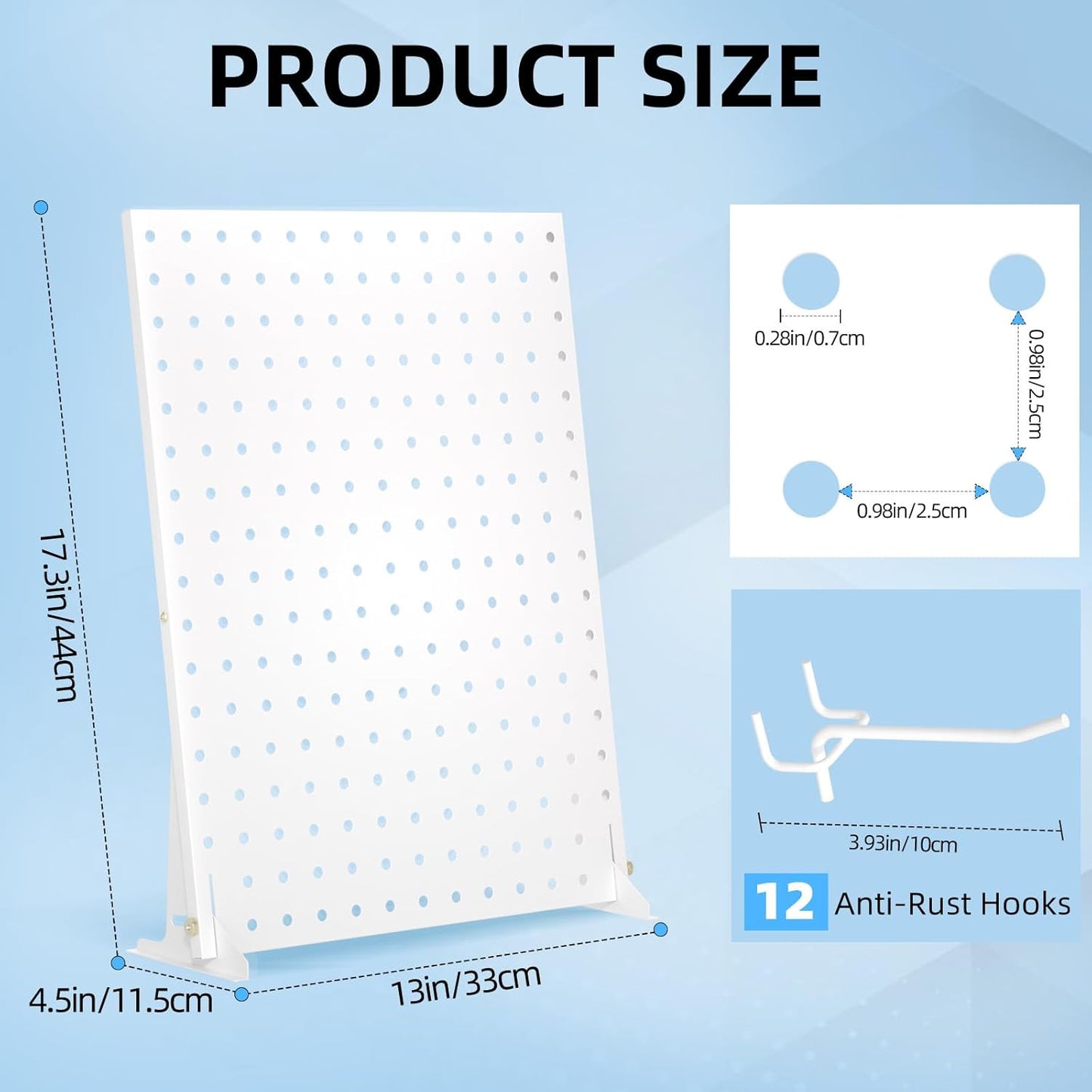 Peg Board Display - Vendors Pegboard Display Stand with Peg Hooks, Stands for Craft Shows & Fairs - Jewelry Retail Display Rack for Accessories - Earring & Pin Stands 1SET White(16X12Inch)