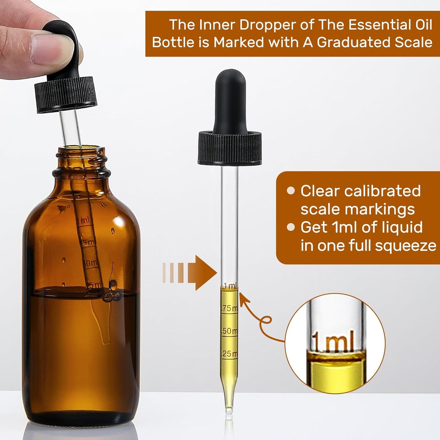 4 Oz Dark Amber Glass Dropper Bottles with Measured Dropper, 4 Pack- 120Ml Thick Tincture Bottle with Measurement Eye Droppers, Leakproof Essential Oils Bottle for Health, Personal Care & Beauty