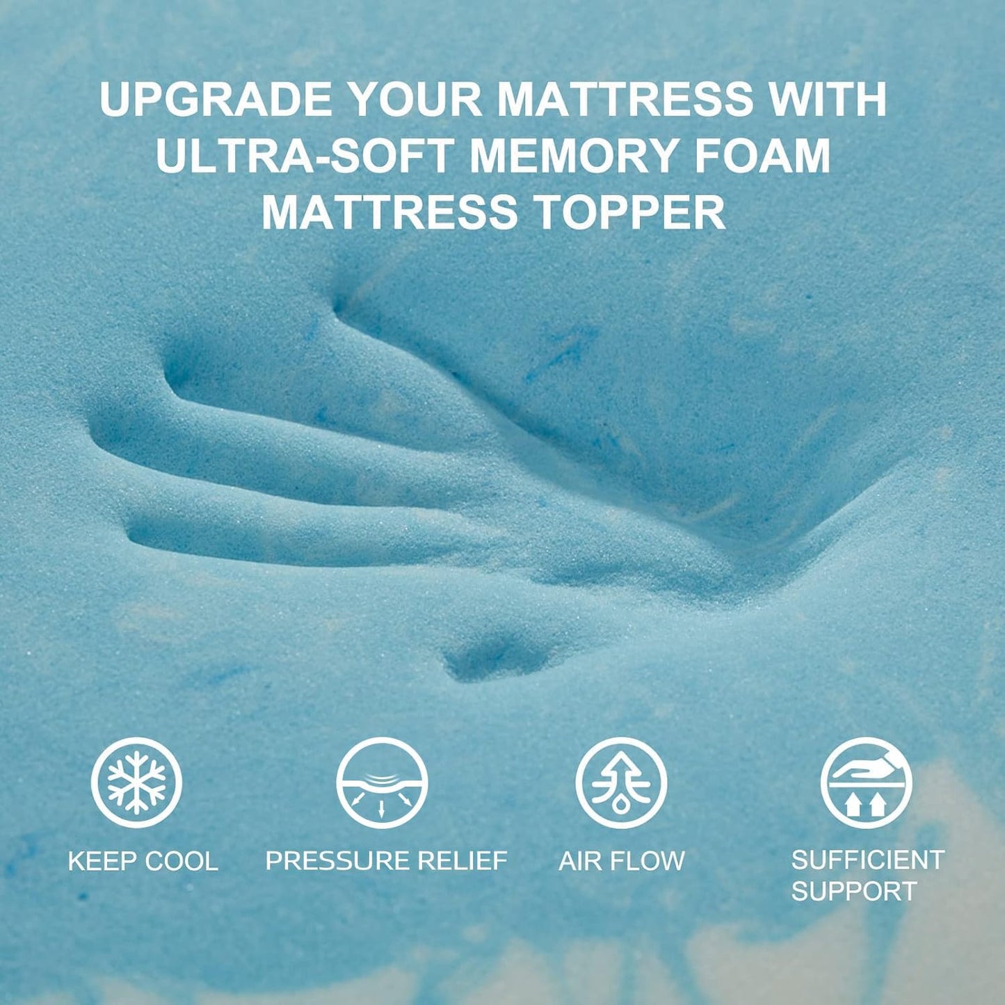 2 Inch Mattress Topper 5-Zone Memory Foam Mattress Topper Pressure Relieve Soft Mattress Pad, Certipur-Us Certified, Twin Size Blue