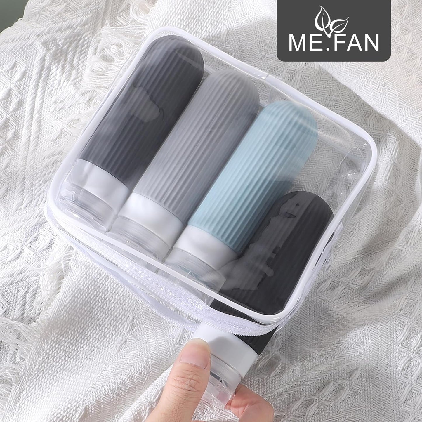 Travel Bottles for Toiletries, TSA Approved 3Oz Silicone Journey Size Containers, Portable Split Bottle for Conditioner, Shampoo, Lotion- 4 Pack Grey