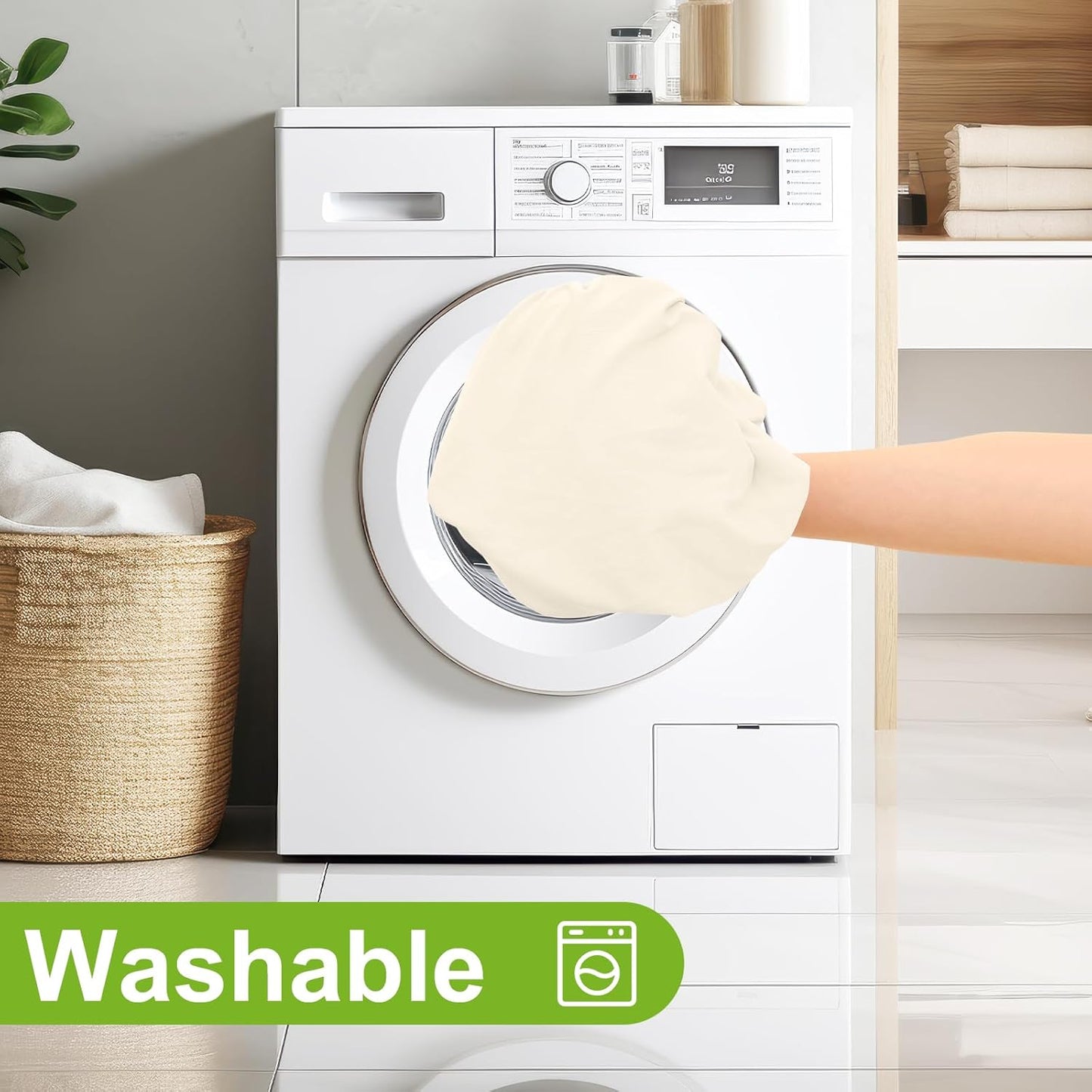 round Spandex Tablecloth, Elastic Fitted Washable Tablecloths for 36"-44" Tables, Waterpoof Stretch Picnic Table Cover for Dining, Indoor and Outdoor, Beige