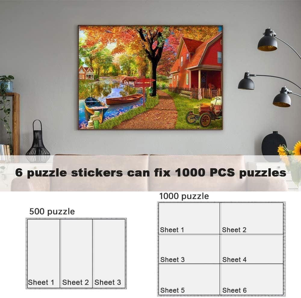 Puzzle Glue Sheets for 4 X 1000 Puzzles, 24 Sheets Iridescent Puzzle Saver, Shiny Laser Puzzle Saver Sheets Peel and Stick, Holographic Foil Puzzle Glue and Frame No Stress & No Mess