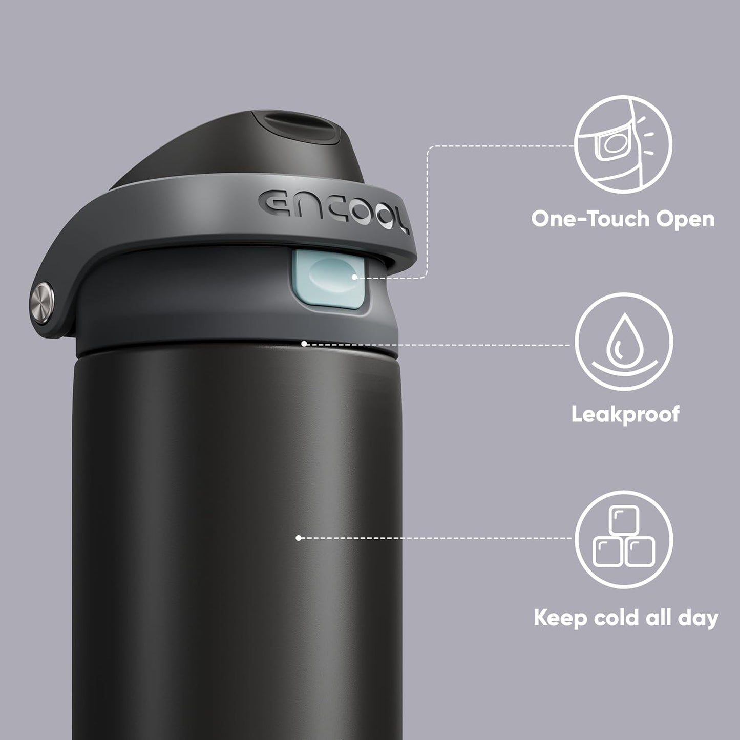 Insulated Stainless Steel Water Bottle with Straw - Leak Proof Sports Water Bottle for School, Travel, Keeps Cold All Day, One-Touch Flip Lid, Bpa-Free, 24 Oz, Charcoal Gray